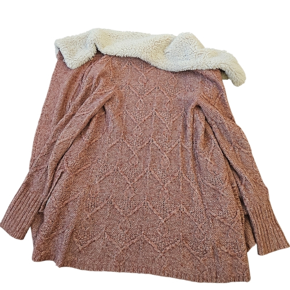 Anthro Sleeping On Snow Knit Cardigan Sweater Fleece Collar Wool Blend Womens - Picture 5 of 7